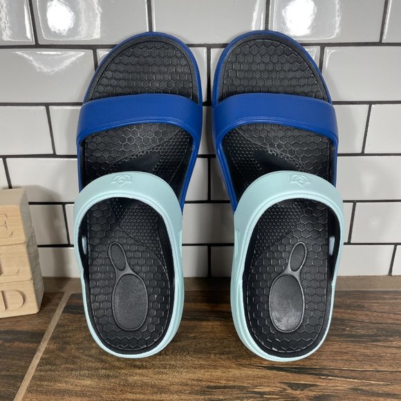 Spenco Fusion Slim Womens Size 9 Shoes Blue Orthotic Comfort Slide Sandal - Picture 6 of 12